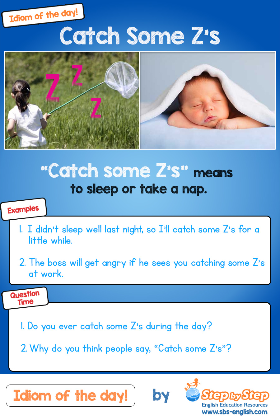 Catch Some Z's idiom of the day ESL EFL picture