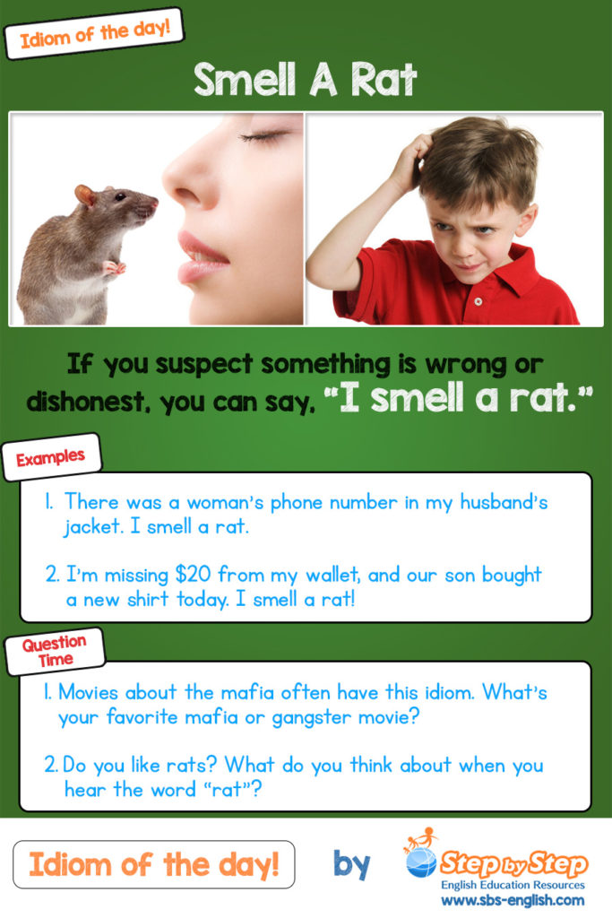 Smell a rat idiom of the day ESL EFL picture