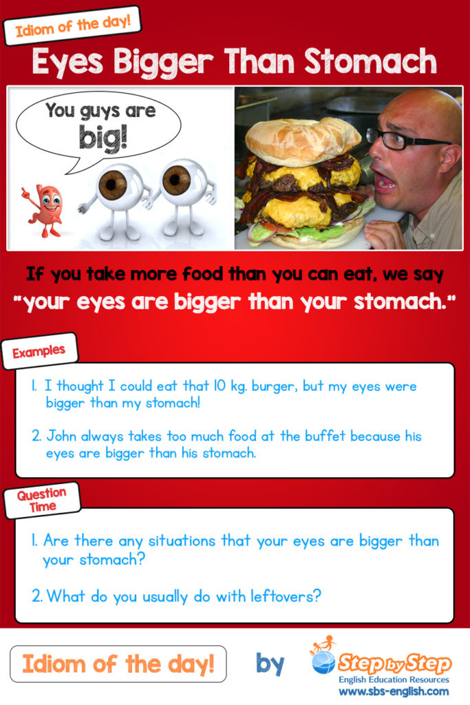 Your eyes are bigger than your stomach idioim