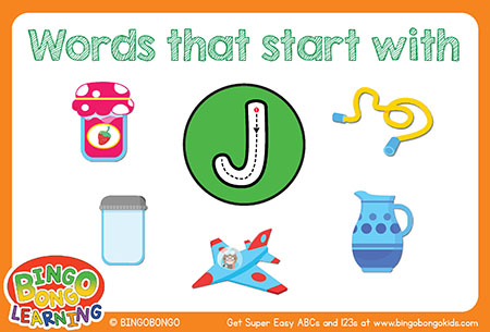 無料アルファベットフォニックスフラッシュカード-J