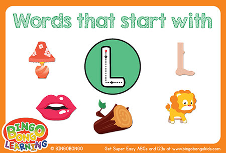 無料アルファベットフォニックスフラッシュカード-L