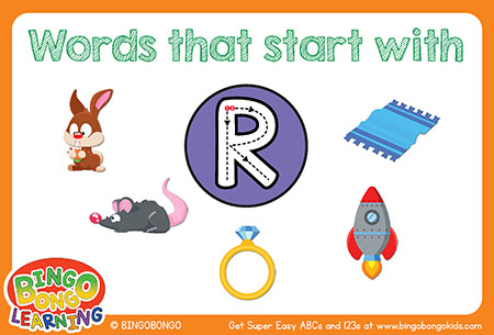 無料アルファベットフォニックスフラッシュカード-R