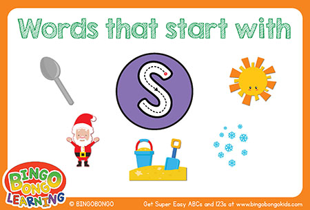 無料アルファベットフォニックスフラッシュカード-S