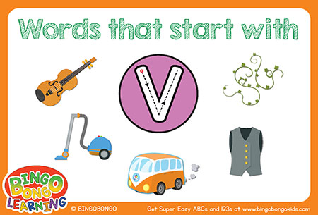 無料アルファベットフォニックスフラッシュカード-V