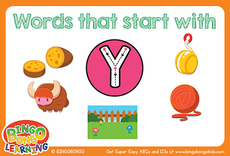 無料アルファベットフォニックスフラッシュカード-Y