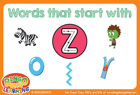 無料アルファベットフォニックスフラッシュカード-Z